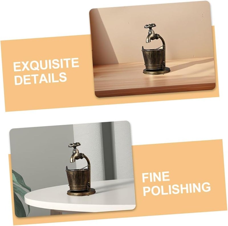 منفضة سجائر كلاسيكية حديدية بتصميم دلو الصنبور، إكسسوار تدخين زخرفي مدمج - Image 3